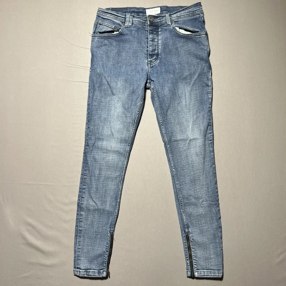 I Love Ugly Zespy Jeans Mens Medium Tapered Slim Fit Ankle Zip Streetwear Pants